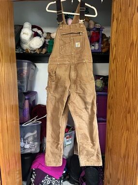 SALE:Carhartt Tan Brown Duck Canvas Bib Overalls with Adjustable Straps